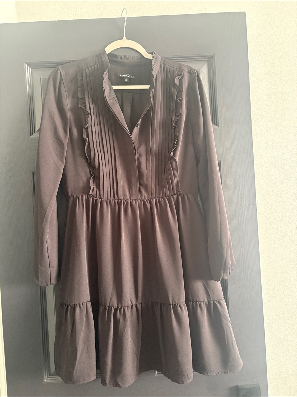 J. Crew Brown Ruffled Pintuck Mini Dress